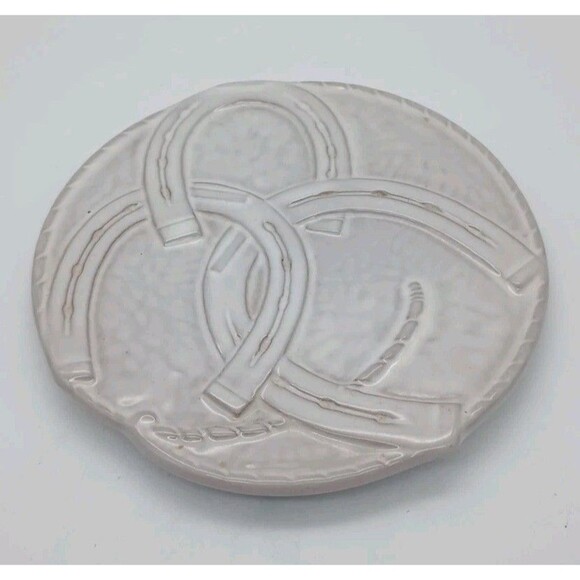 VTG Frankoma "Good Luck" Triple Horse Shoe Western Trivet Mug Slider 94TRH - Picture 1 of 4